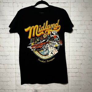 MIDLAND Band Drinking Problem T Shirt Black Graphic Print Short Sleeve Sz Small